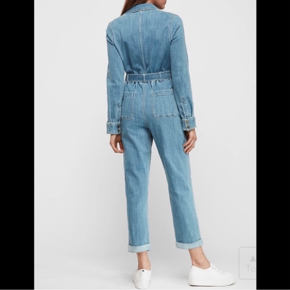 Express denim utility jumpsuit large